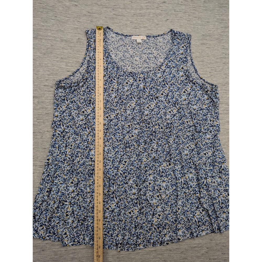 Westport Ruffle Tank Top Womens 2X Daisy Floral Sleeveless Stretch Summer Casual - Picture 3 of 7